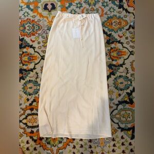 WAYF Tie Waiste Cream Maxi Skirt NWT